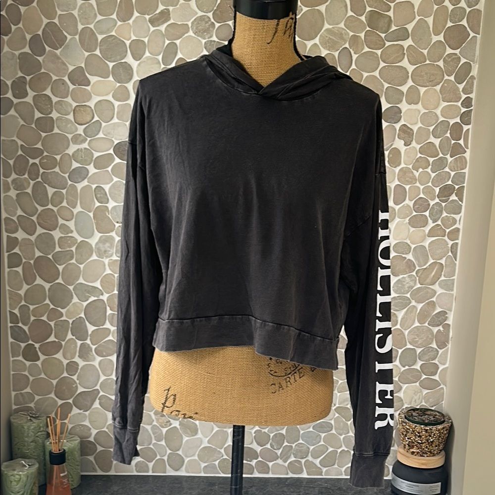 Hollister Black Hoodie Top - Large